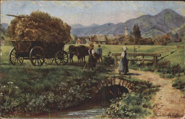 Hoffmann Heinrich Erntesegen Serie IV Blatt 1 Heuwagen