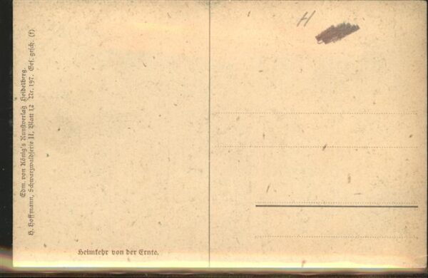 Hoffmann Heinrich Nr. 197 Heimkehr Ernte Pferde Heuwagen – Bild 2
