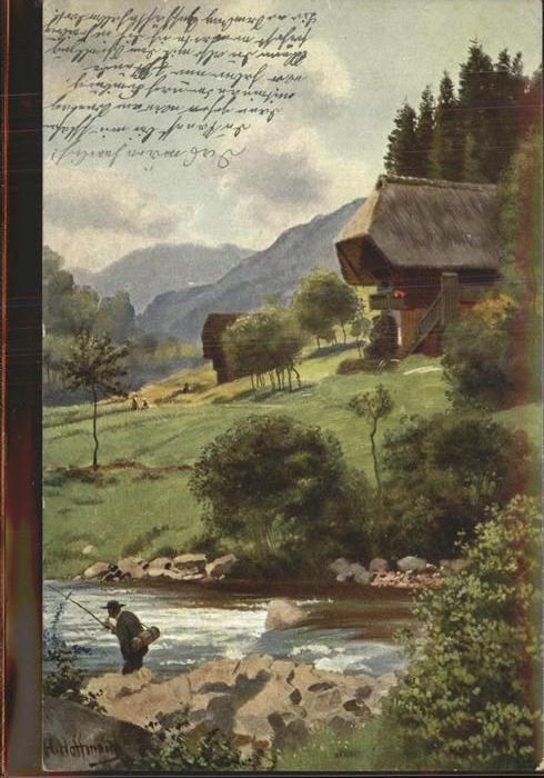 Hoffmann Heinrich Nr. 4 Wolfach Forellenangler Schwarzwal