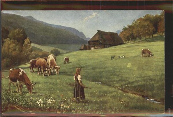 Hoffmann Heinrich Schwarzwaldserie Nr. 6 Weidende Herde K