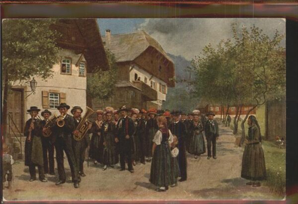 Hoffmann Heinrich Bauernhochzeit Musikanten Horn Trompete