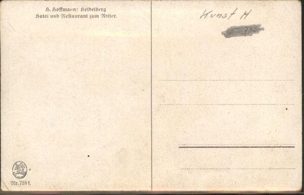 Hoffmann Heinrich Nr. 758 Heidelberg Hotel-Restaurant Zum – Bild 2