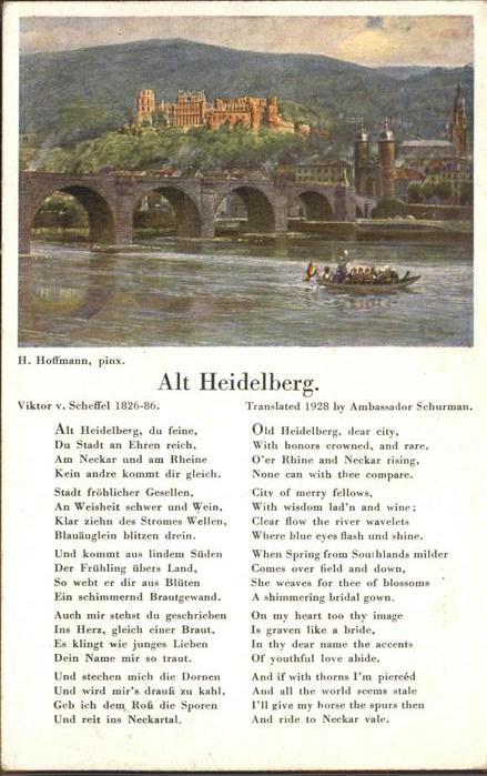 Liederkarte Alt Heidelberg Heinrich Hoffmann Nr. 91