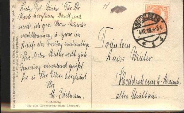 Hoffmann Heinrich Nr. 596 Heidelberg alte Neckarbrücke – Bild 2