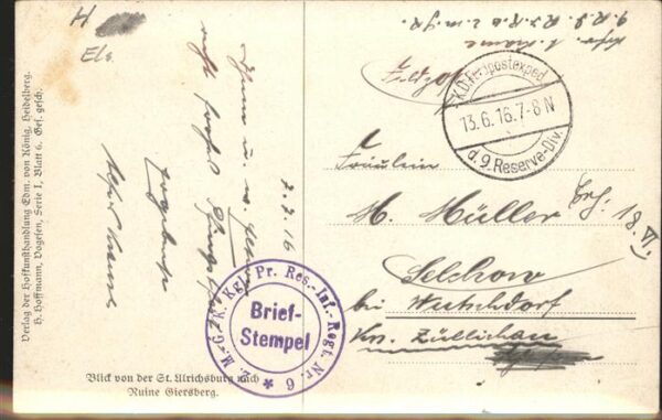 Hoffmann Heinrich Ruine Giersberg Vogesenserie I Blatt 6 – Bild 2