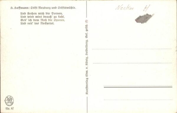 Hoffmann Heinrich Nr. 87 Stift Neuburg Stiftsmühle Neckar – Bild 2