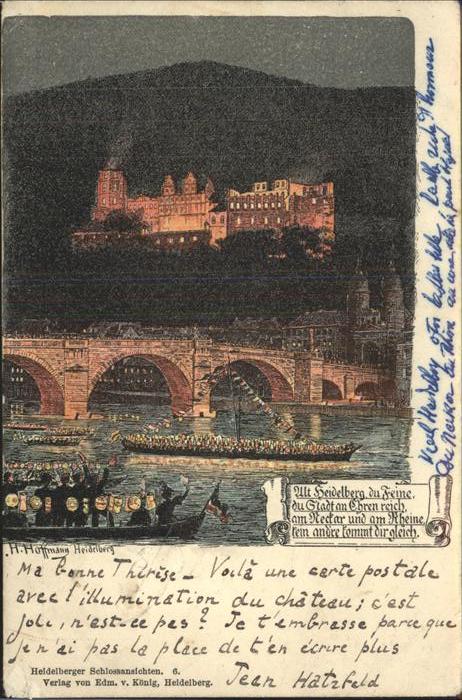 Hoffmann Heinrich Heidelberg Brücke Boote Festzug