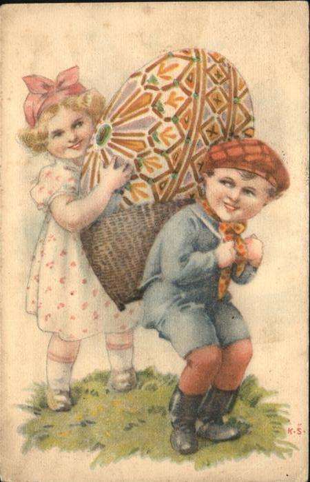 Ostern Easter Paques Kinder K. Simunka Tschechoslowakei