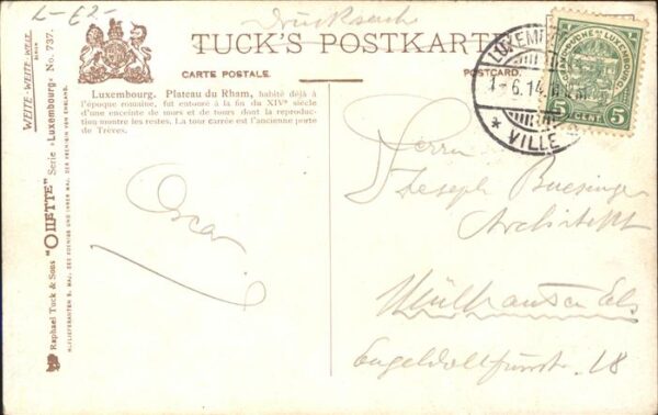 Verlag Tucks Oilette Nr. 737 Luxembourg Plateau du Rham – Bild 2