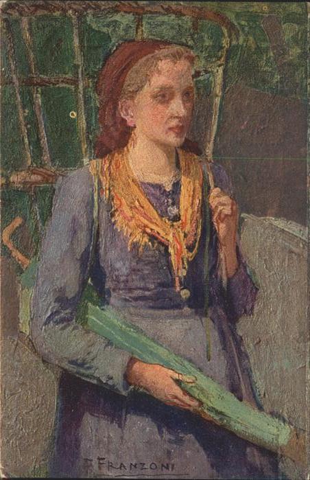 Kuenstlerkarte Filippo Franzoni Tessin Bauernmädchen