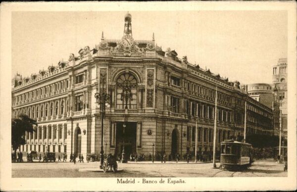 Madrid Spain Banco de Espana Tranvia