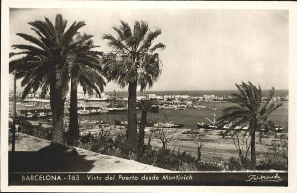 Barcelona Cataluna Vista del Puerto desde Montjuich Barco