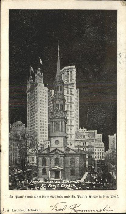 New York City Park Row St. Paul Bulidings Church