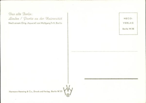 Kuenstlerkarte Wolfgang Tritt Berlin Linden/Universitä – Bild 2