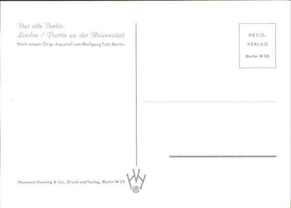 Kuenstlerkarte Wolfgang Tritt Berlin Linden/Partie Uni – Bild 2