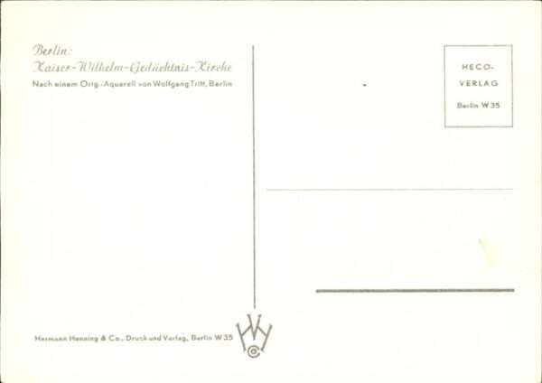 Kuenstlerkarte Wolfgang Tritt Berlin Kaiser-Wilhelm-Ge – Bild 2
