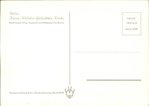 Kuenstlerkarte Wolfgang Tritt Berlin Kaiser-Wilhelm-Ge – Bild 2
