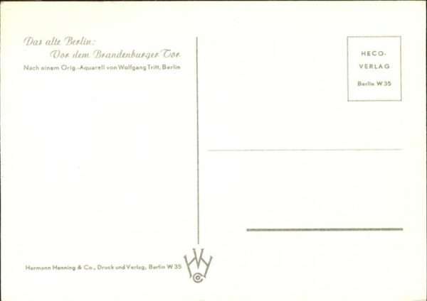 Kuenstlerkarte Wolfgang Tritt Berlin Brandenburgertor – Bild 2