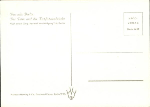 Kuenstlerkarte Wolfgang Tritt Berlin Dom Kurfürstenbrü – Bild 2
