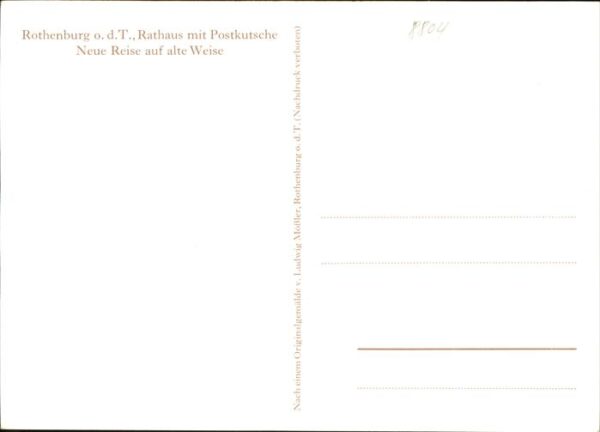 Moessler L. Rothenburg-Tauber Rathaus Postkutsche – Bild 2