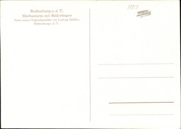 Moessler L. Rothenburg-Tauber Markusturm Röderbogen – Bild 2