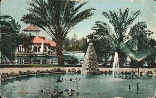 Los Angeles California Fountain and Boat House Lake