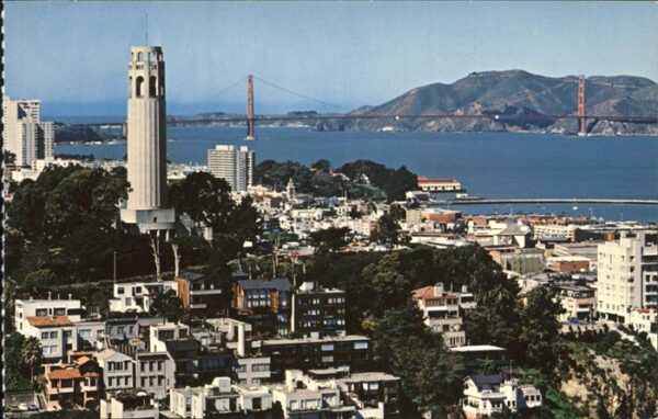 San Francisco California Coit Tower Golden Gate Bridge