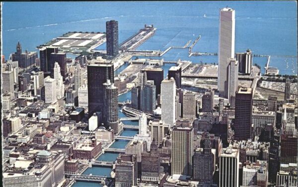 Chicago Illinois Chicago River Lake Bridge Downtown aeri