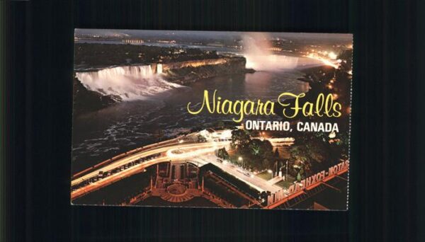 Ontario Canada Niagara Falls at night aerial view