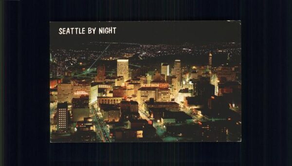 Seattle Skyline at night seen from Space Needle