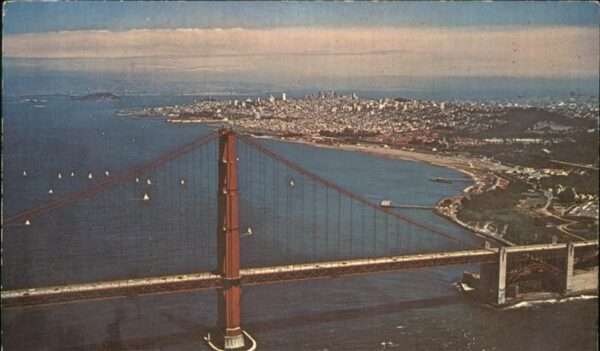 San Francisco California Golden Gate Bridge aerial view