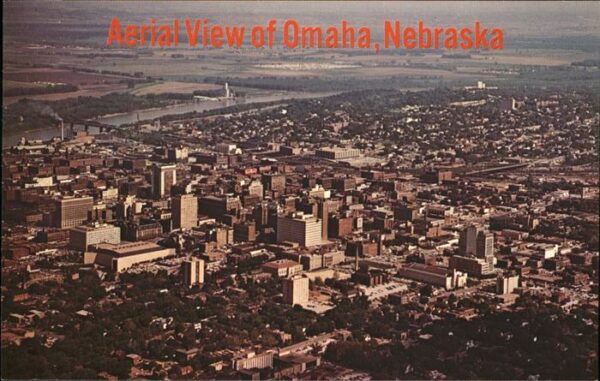 Omaha Nebraska Aerial view Missouri River Aksarben Bri