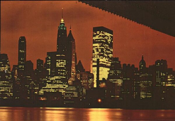 New York City Night View of Lower Manhatten Skyscrape