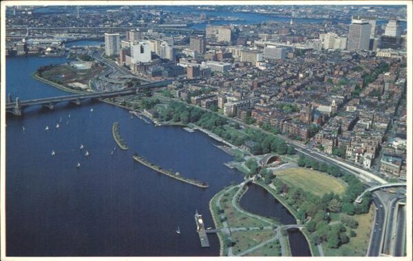 Boston Massachusetts Aerial view of Charles River Basin Stor