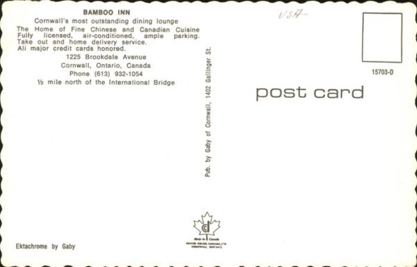 Cornwall Ontario Bamboo Inn Dining Lounge Restaurant – Bild 2