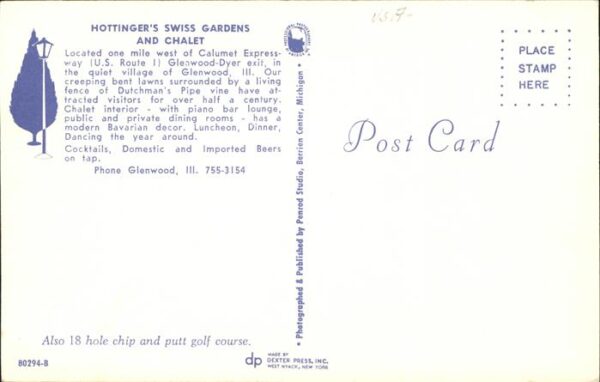 Glenwood Illinois Hottinger's Swiss Gardens Chalet Restau – Bild 2