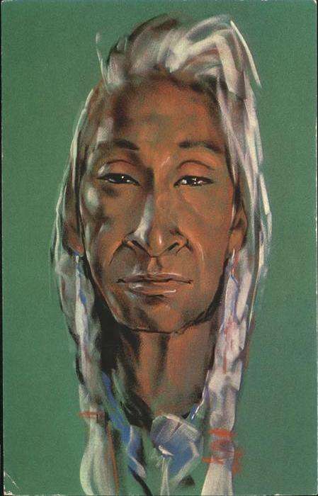 Vancouver British Columbia Indian Chief Pastel Painting by Gerda C