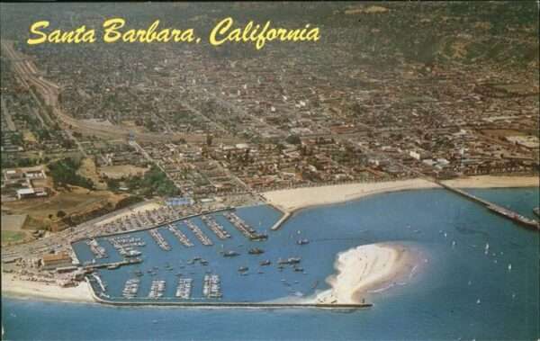 Santa Barbara California Port for Sailing Ships Beach aerial vie
