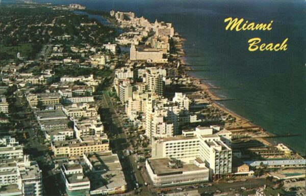 Miami Beach Aerial view Lincoln Road Ocean