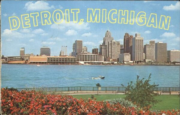 Detroit Michigan River Skyline Civic Center Dieppe Park