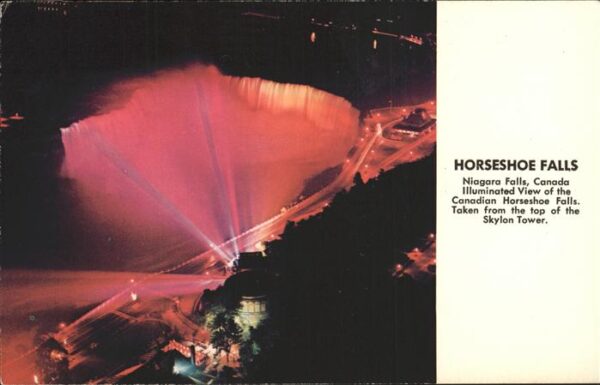 Niagara Falls Ontario Horseshoe Falls illuminated view from S