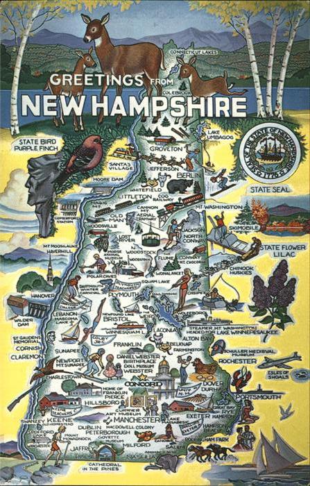 Concord New Hampshire Pictorial Map Points of Interest of Sce
