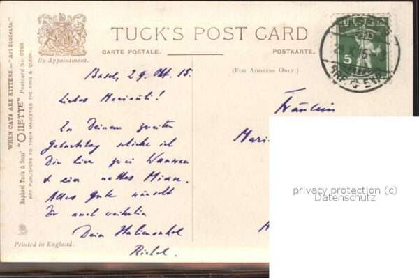 Verlag Tucks Oilette Nr. 9766 Hunde Katze B. Cobbs – Bild 2