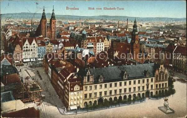 Breslau Niederschlesien Blick vom Elisabeth Turm Feldpost