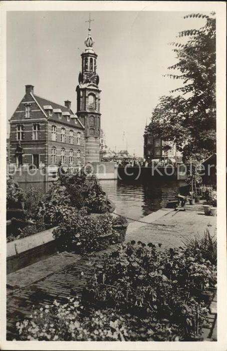 Amsterdam Niederlande Singel Bloemenmarkt met Munttoren