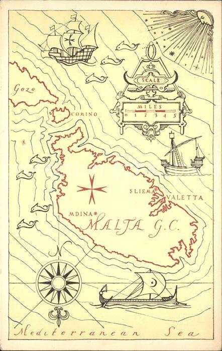 Malta Seekarte Mediterranean Sea
