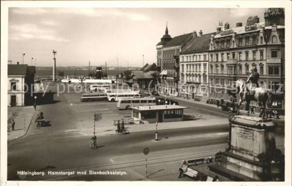 Haelsingborg Hamntorget med Stenbocksstatyn