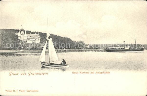 Gravenstein Hotel Kurhaus mit Anlegebrücke Dampfer