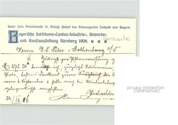 Ausstellung Bayr Landes Nuernberg 1906 Luitpold von Bayern Löwe – Bild 2