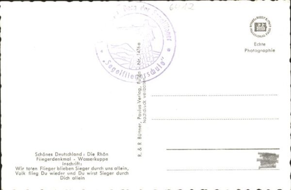 Segelflug Gliding Vol-Voile Vuolo-a-Vela Rhön Wasserkuppe Fliegerdenkmal – Bild 2